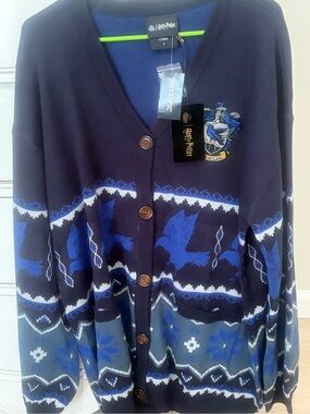 Hot Topic Ravenclaw Navy and Royal Blue Patterned Cardigan